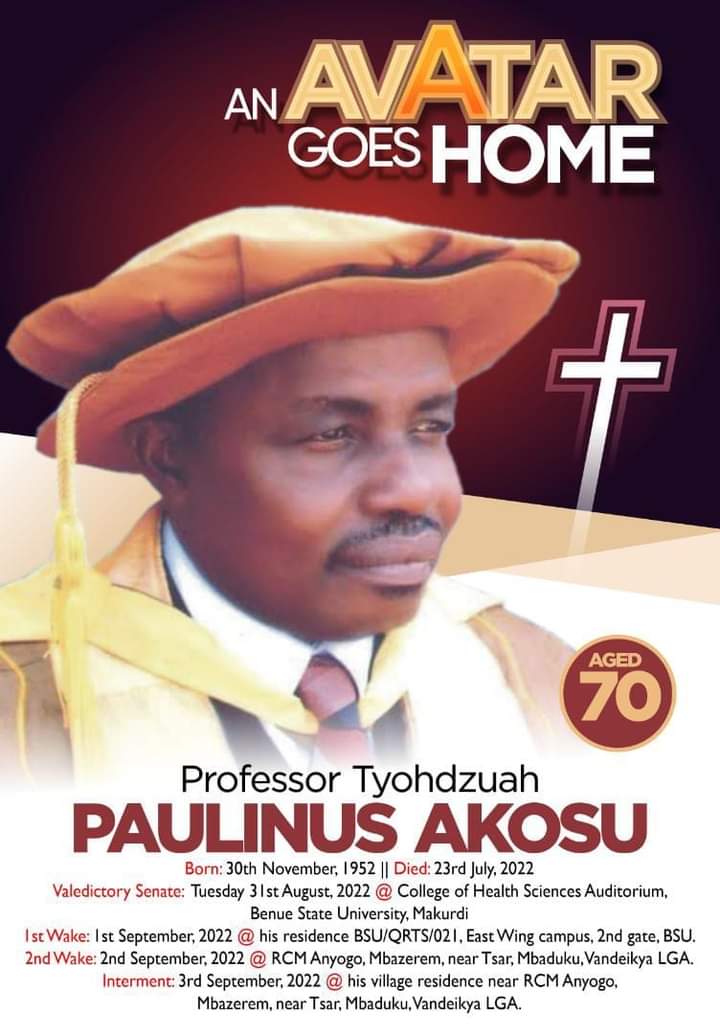 EXIT OF AN ACADEMIC TITAN: THE LIFE AND TIMES OF PROFESSOR TYOHDZUAH AKOSU