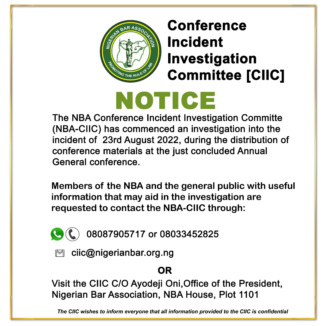 NBA CONFERENCE MATERIAL INCIDENT INVESTIGATION ~CALL FOR USEFUL INFORMATION